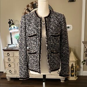 J. Crew Black and White Textured Blazer